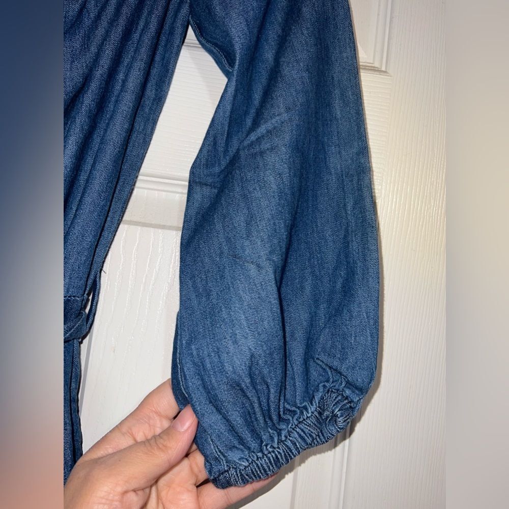 Free People Blue Denim Tie at Waist Romper Size XS EUC - Picture 5 of 7